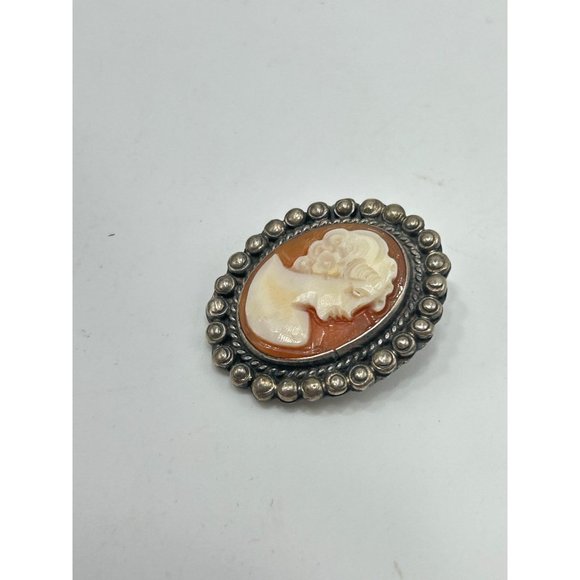 Sterling Silver Cameo Pendant Genuine Carved Genuine Shell with Sterling Setting - Picture 3 of 6